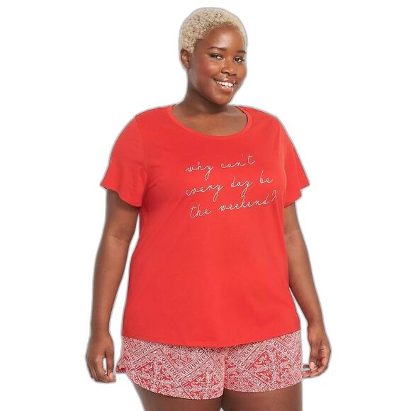 Cacique by Lane Bryant Comfy Cotton Tee & Short PJ Set - Picture 1 of 4